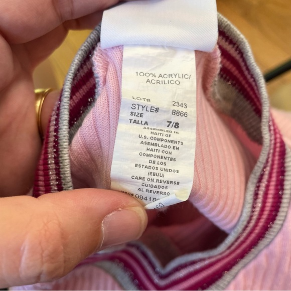 VINTAGE IN DESIGN PINK RIBBED HEART ACCENT LONG SLEEVE SHIRT TOP SIZE 7/8 - Picture 6 of 7